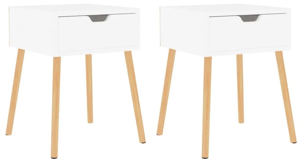 2 db magasfényű fehér szerelt fa éjjeliszekrény 40x40x56 cm