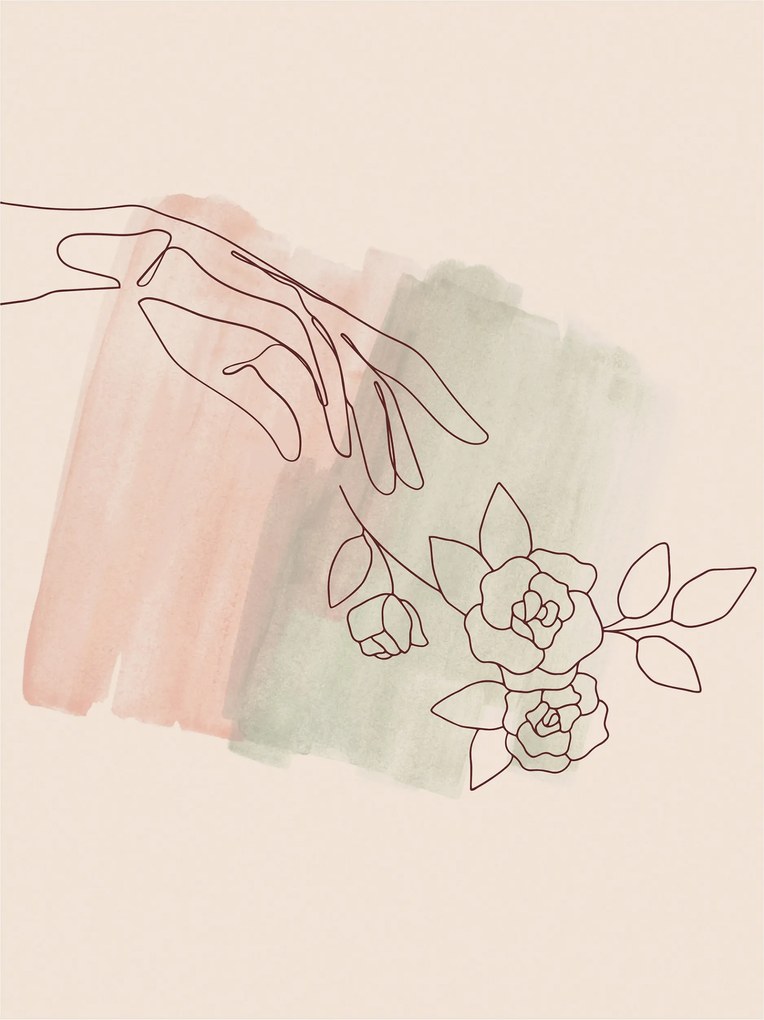 Fotótapéta flizelina Rózsa akvarell minimalizmus japán tapintás 184x254 +ragasztó