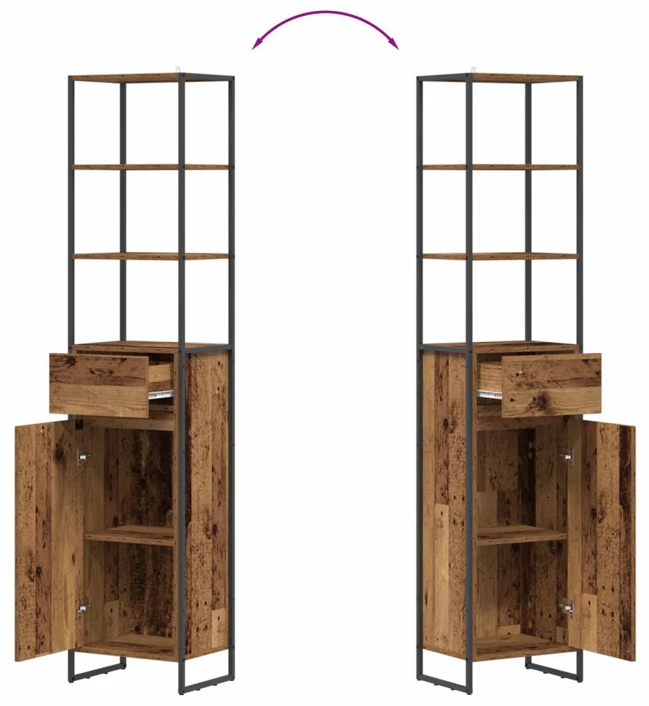 vidaXL Fürdőszoba Székény fiókkal Öreg fa 40 x 30 x 180 cm Faanyag