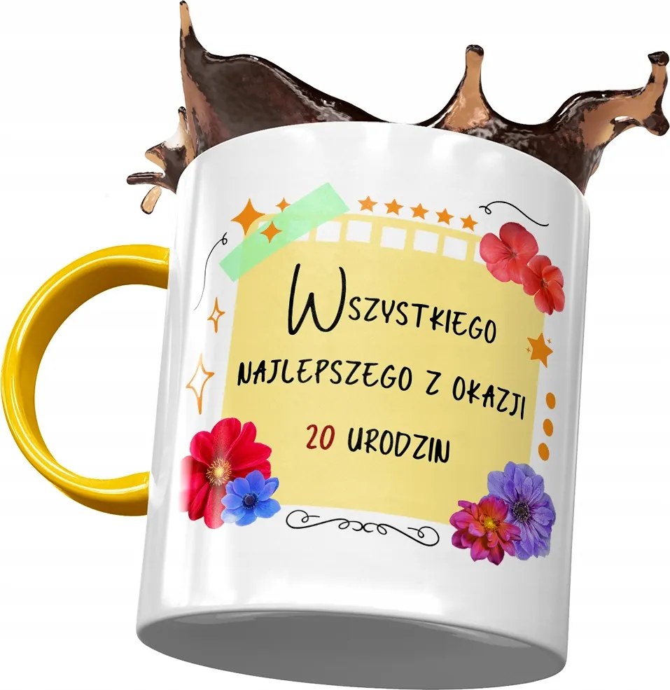 Sárga Bögre Születésnapra 20 20. 20-as Ajándék Nyomtatott Fotóval