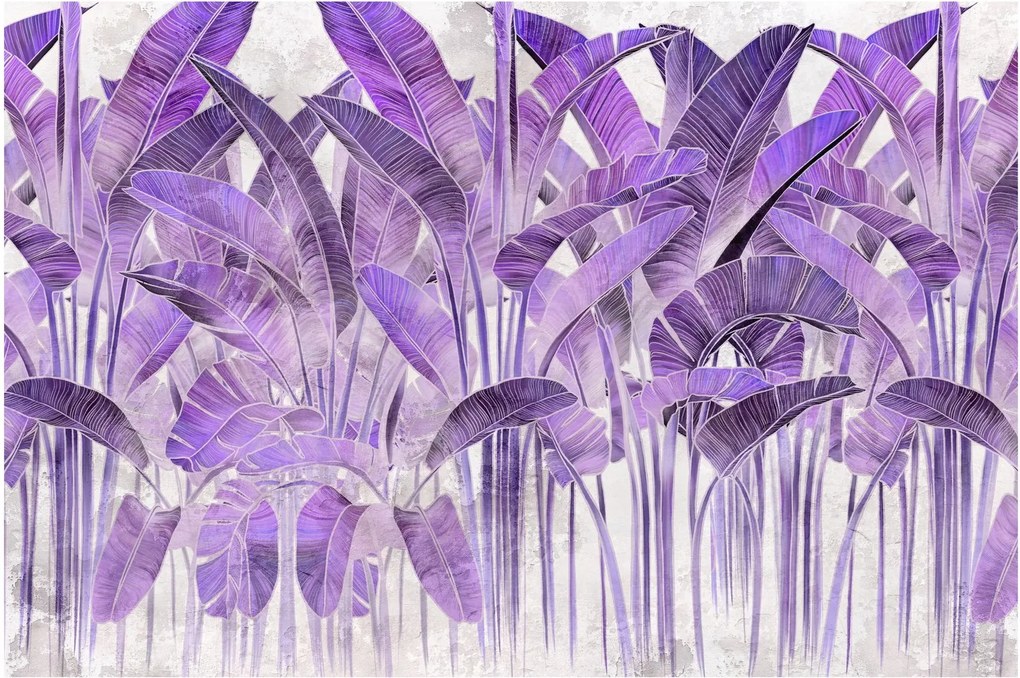 Kép - Lila levelek vakolatban (90x60 cm)