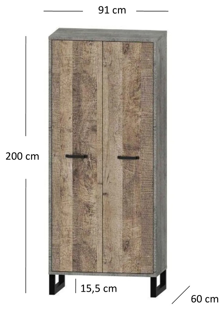 Ruhásszekrény Bennie (szürke + homok tölgy). 1052760