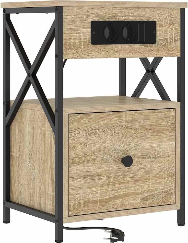 vidaXL Éjjeliszekrény fiókkal Sonoma tölgy 40 x 31 x 60 cm Faanyag