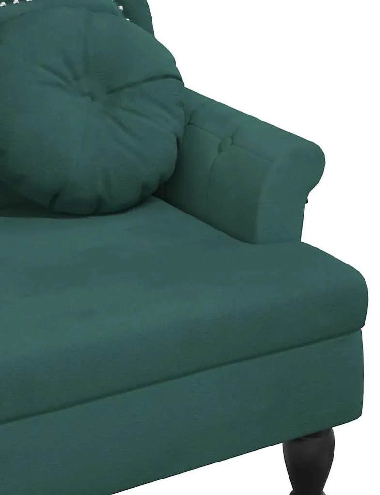 sötétzöld bársony pad párnákkal 120,5 x 65 x 75 cm