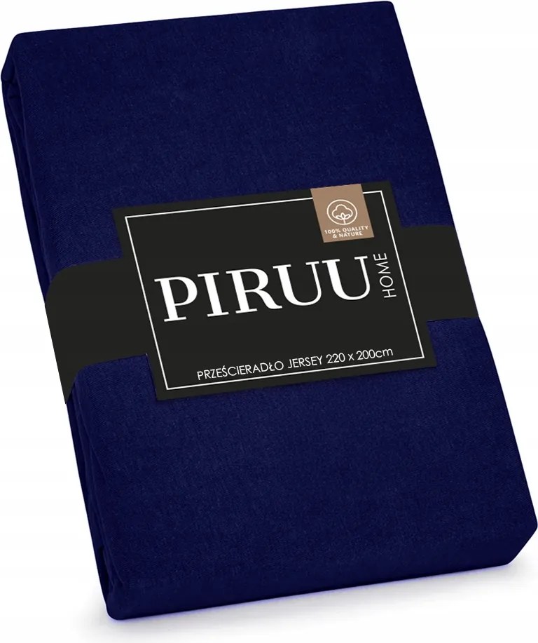 Gumis Jersey Lepedő 200x220 cm Pamut Sötétkék Szín Minőség