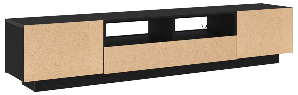 TV állvány LED világítással - Fekete tölgy, 200x35x40 cm, műszakilag megmunkált fa