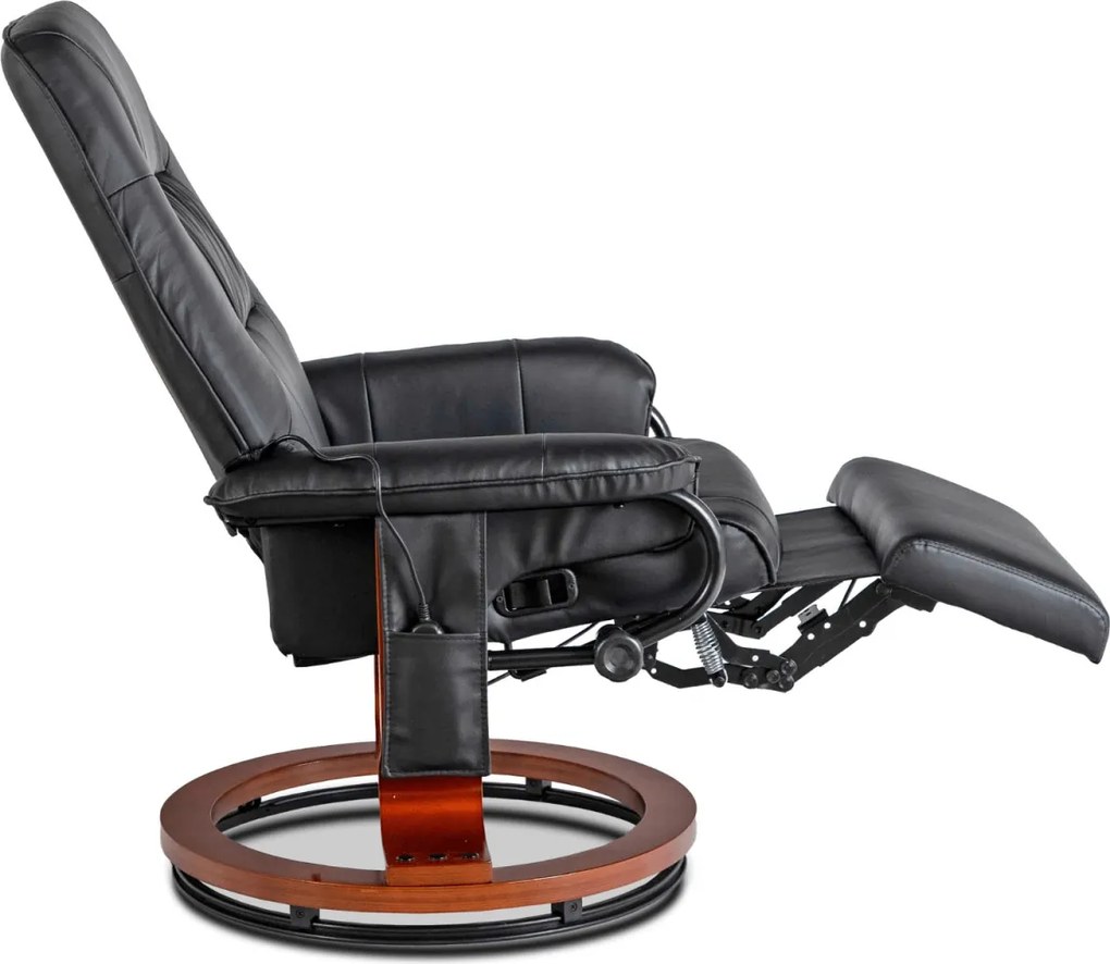 Forgó masszázsfotel fűtéssel fekete műbőr – WEST