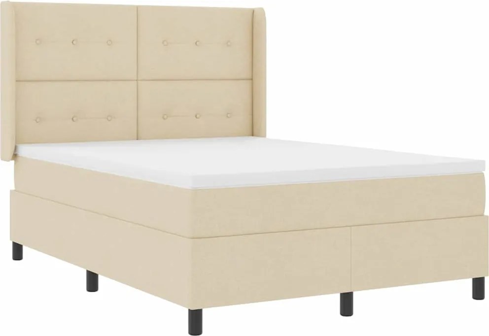 vidaXL LED Box Spring Ágy matracmal Krém 140 x 200 cm szövet