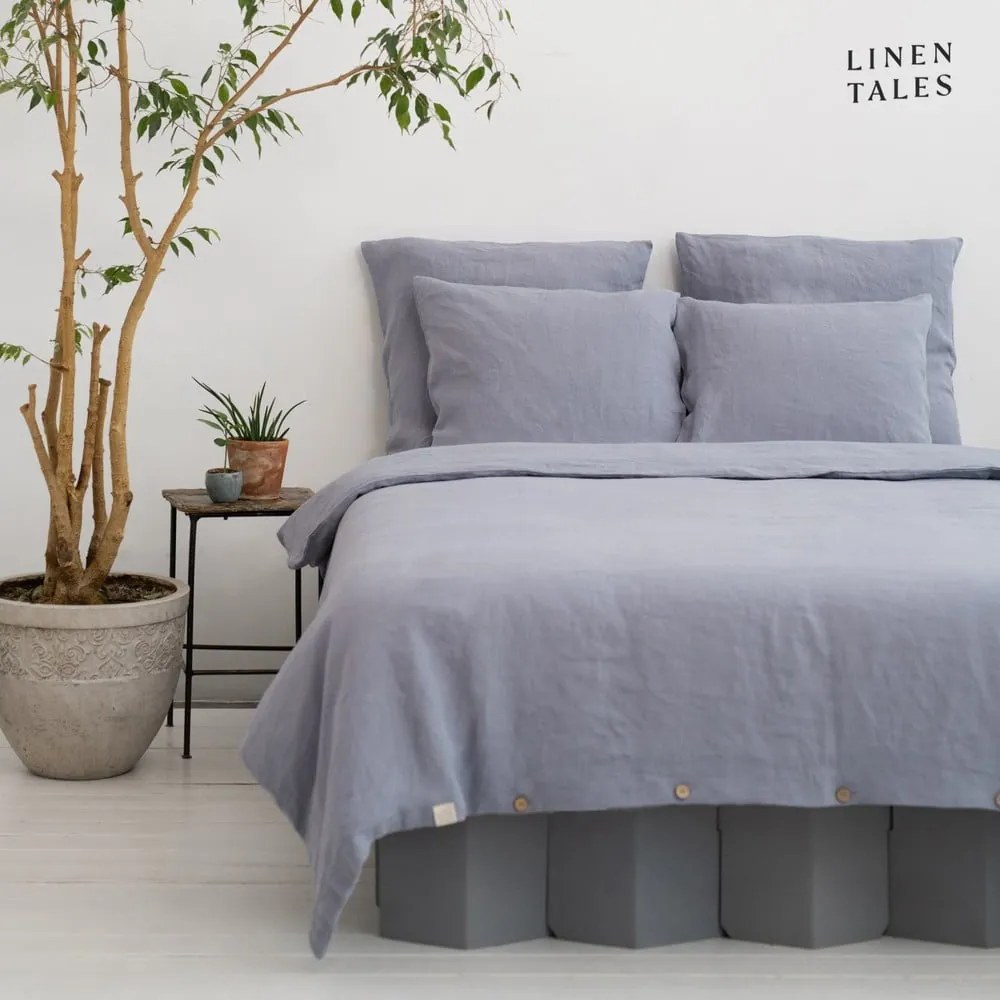 Világosszürke kétszemélyes kenderrost ágyneműhuzat 200x200 cm – Linen Tales