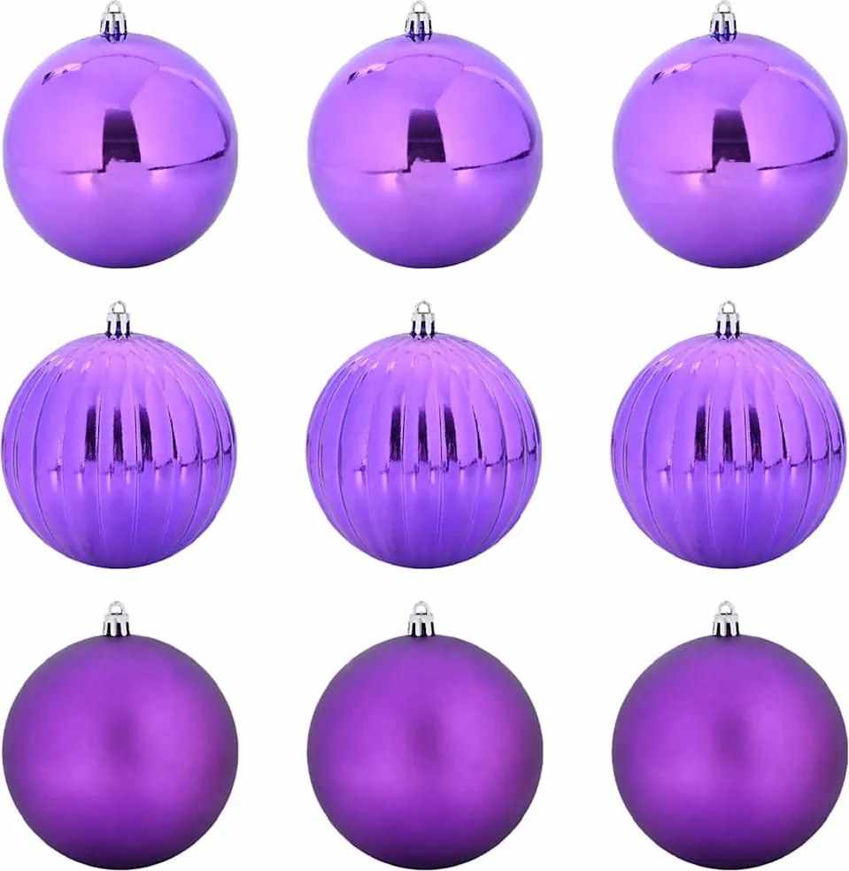 vidaXL Karácsonyi Díszgömb Készlet XL 9 pcs Lila Műanyag