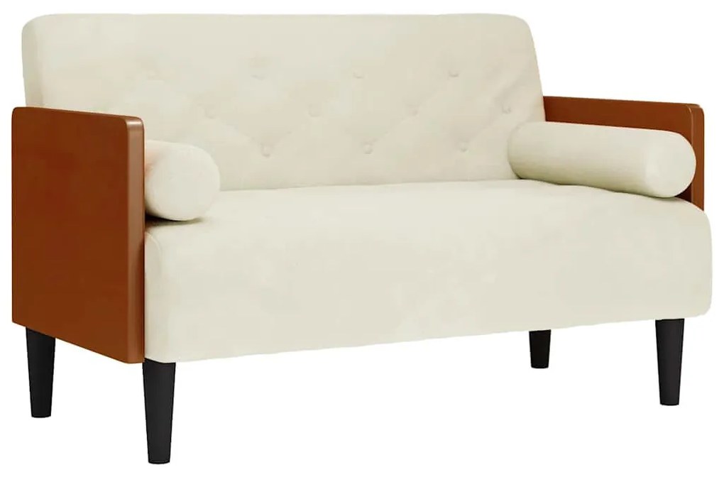 krém bársony loveseat kanapé párnákkal 110 cm