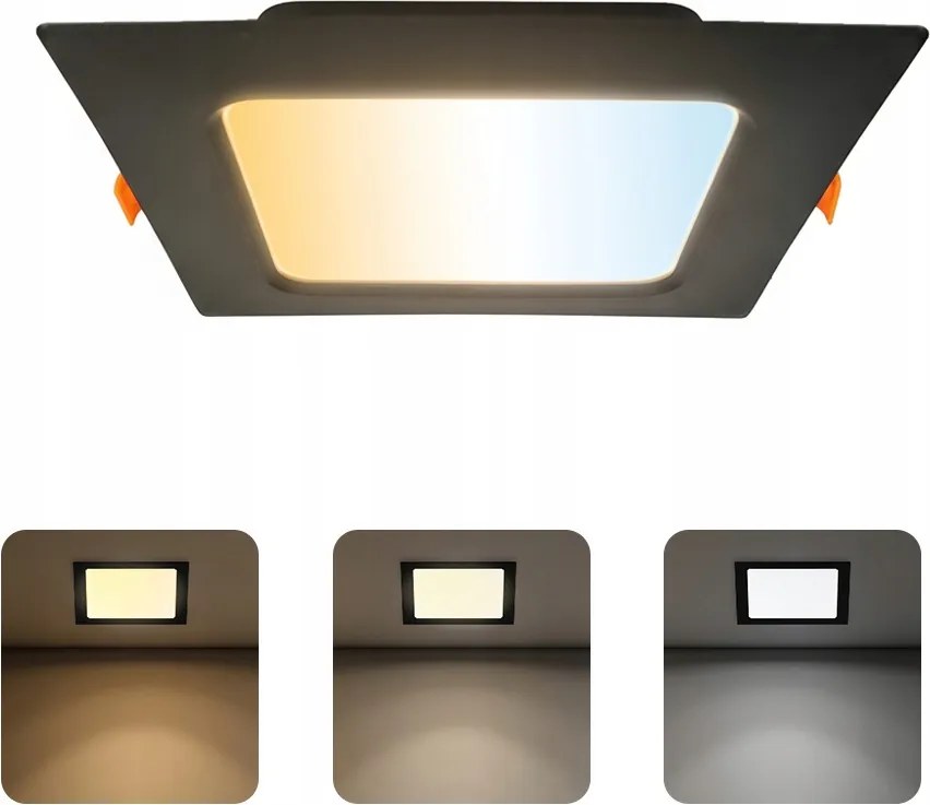 Horoz Mennyezeti Led panel lámpatest 18W 3CCT Négyzet alakú süllyesztett lámpa fekete