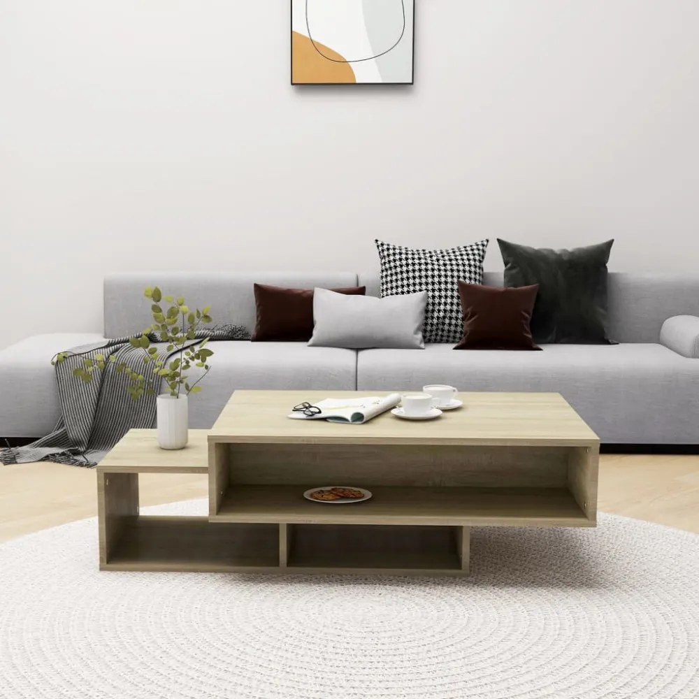 sonoma tölgy színű szerelt fa dohányzóasztal 105 x 55 x 32 cm