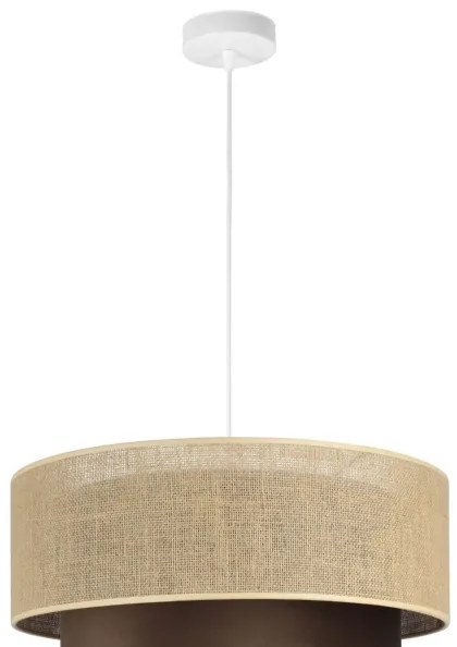 Kábelre függesztett csillár SARTA 1xE27/60W/230V, átmérő 45 cm, barna/juta