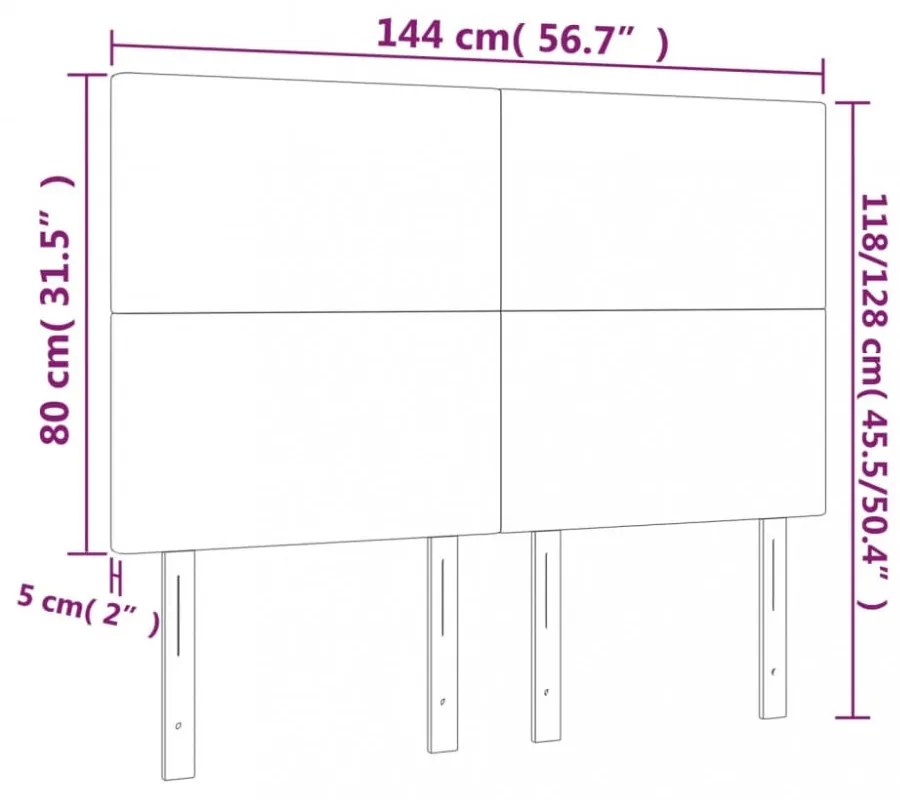 világosszürke szövet LED-es fejtámla 144x5x118/128 cm