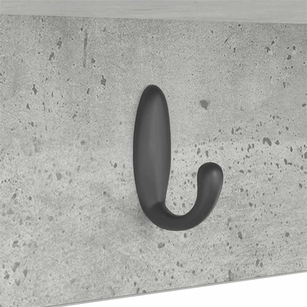 Fali Kabáthorog polcokkal Beton szürke 75 x 16 x 26 cm Faanyag