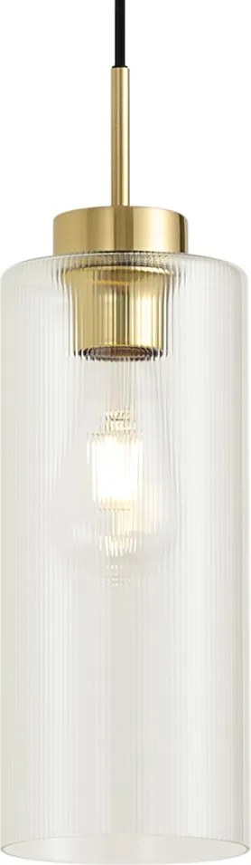 Art Deco Függőlámpa Arany Átlátszó Üveggel 1-Fázisú Sínrendszerhez - Iconic Laura