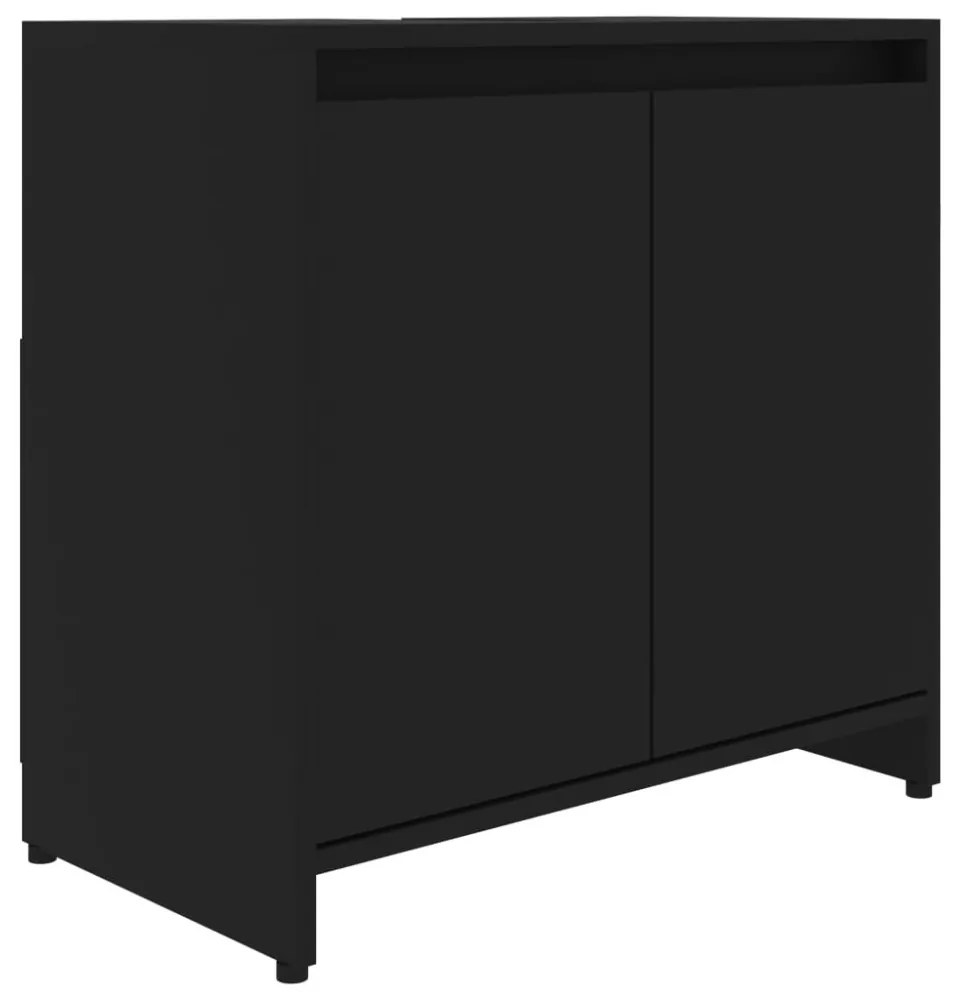 fekete szerelt fa fürdőszobaszekrény 60 x 33 x 61 cm