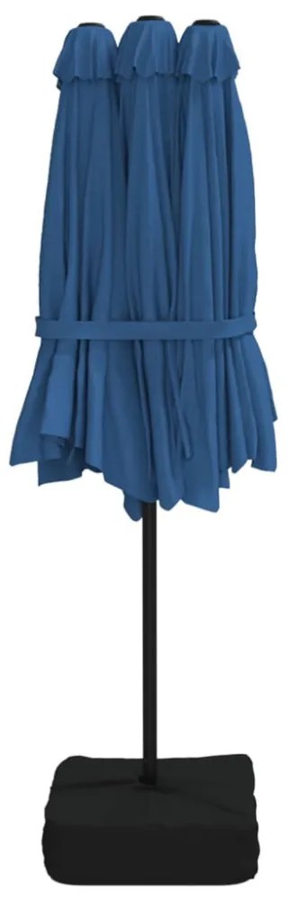 azúrkék dupla tetős LED-es napernyő 449x265 cm