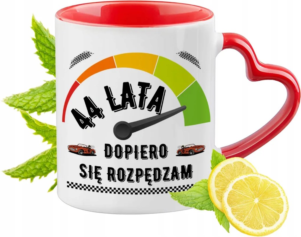 Születésnap 44 44-es 44-es Piros Bögre Szív Alakú Füllel Ajándék