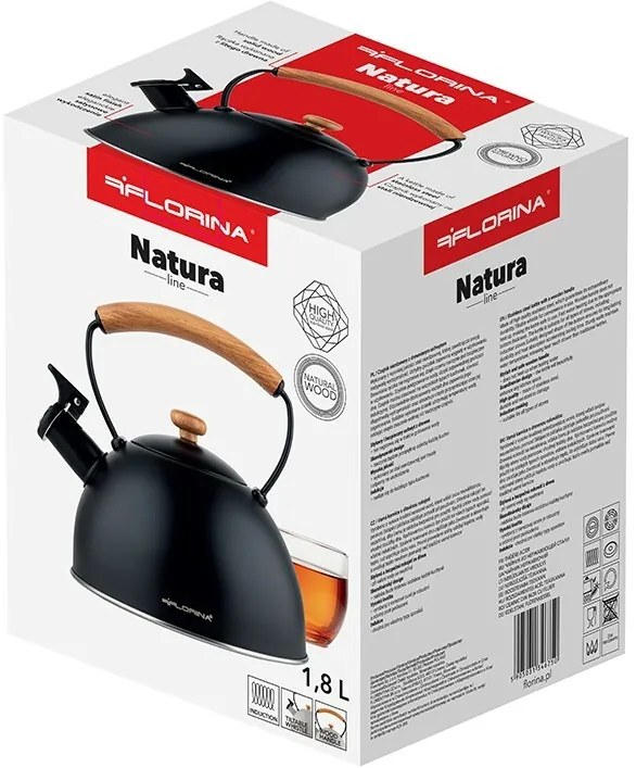 Florina Rozsdamentes teáskanna Natura Line 1,8 l,fekete