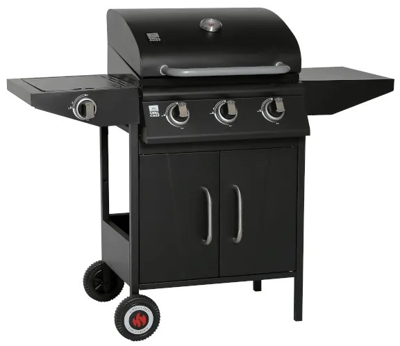 GÁZGRILLKOCSI GRILLCHEF 3.1 3+1 ÉGŐS ZOMÁNCOZOTT ACÉLRÁCSOKKAL