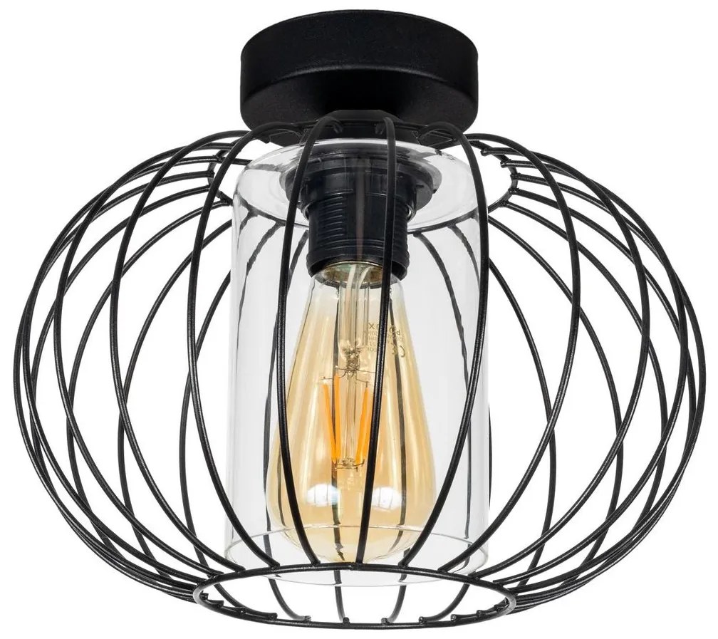 HEXE Felületre szerelhető csillár CORRINI 1xE27/60W/230V átm. 25 cm fekete/átlátszó HX0186