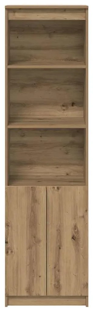 kézműves tölgy színű szerelt fa magasszekrény 50x35x180 cm