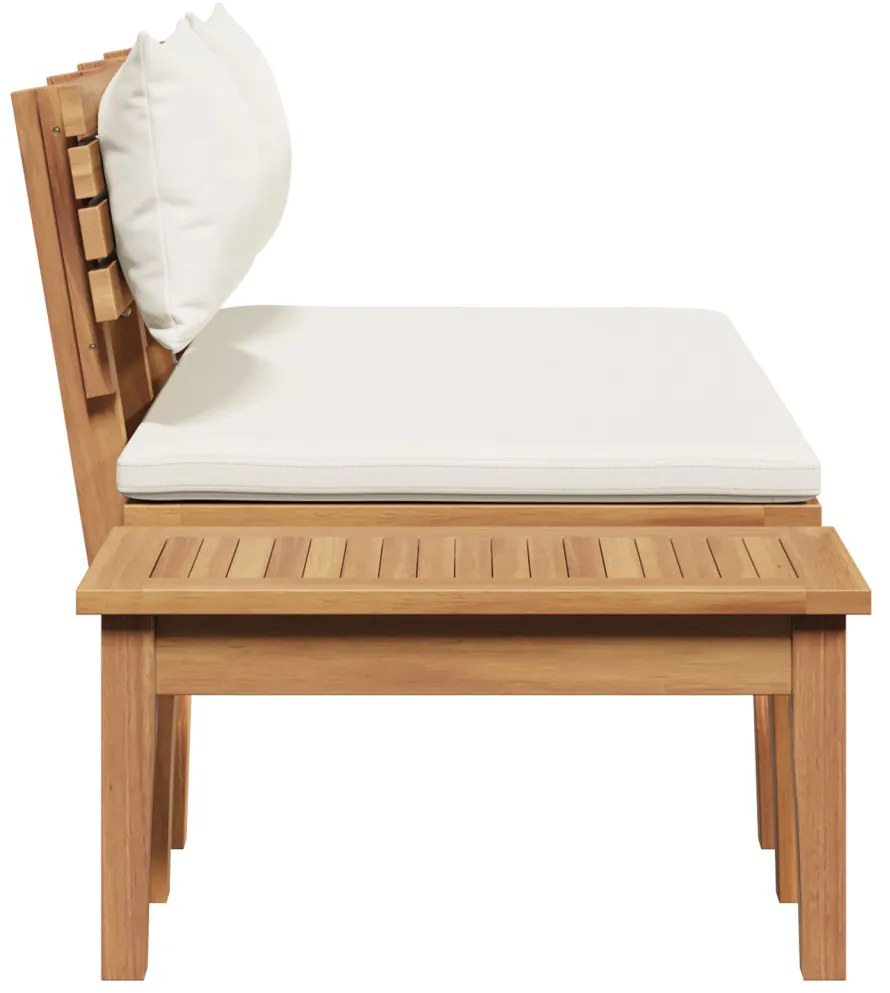 2 Darabos Kerti Pad Szett Szilárd Fa Teak