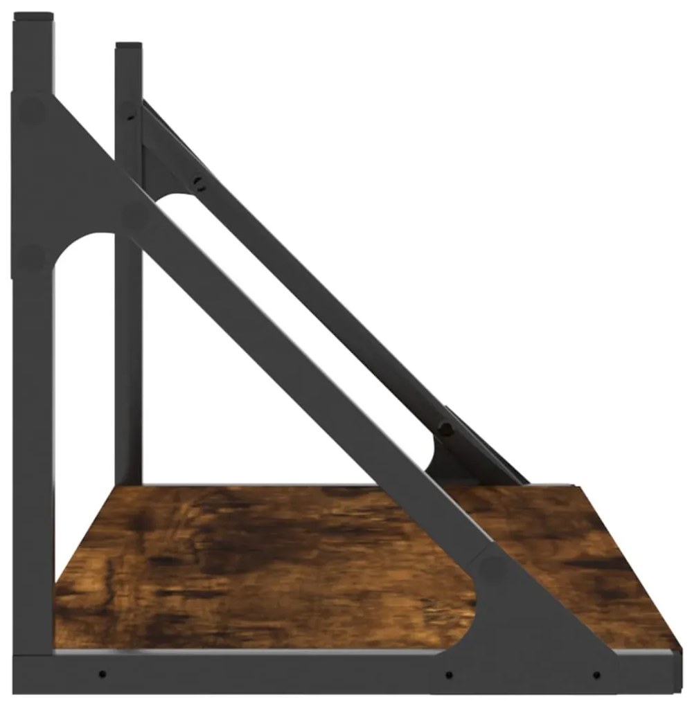 2 db füstös tölgy színű szerelt fa fali polc 60 x 25 x 25,5 cm