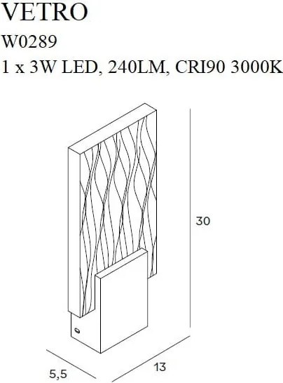 Fali Lámpa Arany VETRO MAXLIGHT W0289