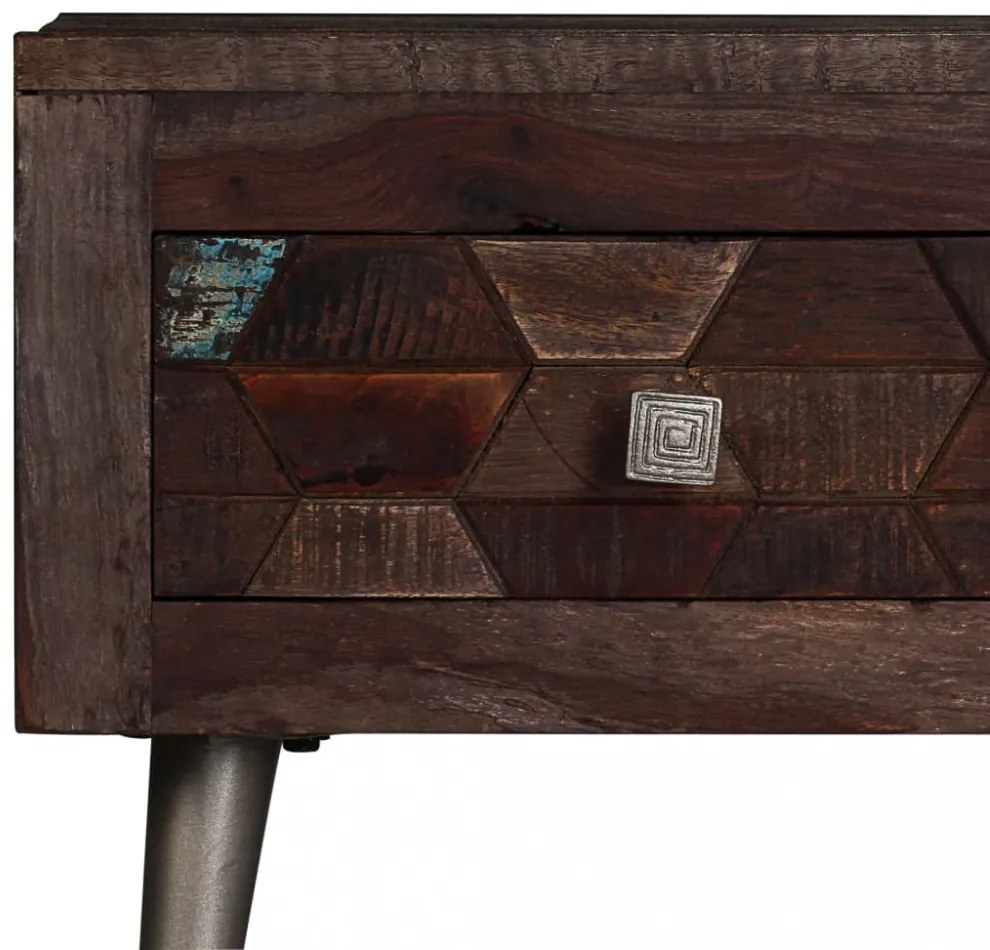 újrahasznosított tömör fa dohányzóasztal 100 x 60 x 35 cm