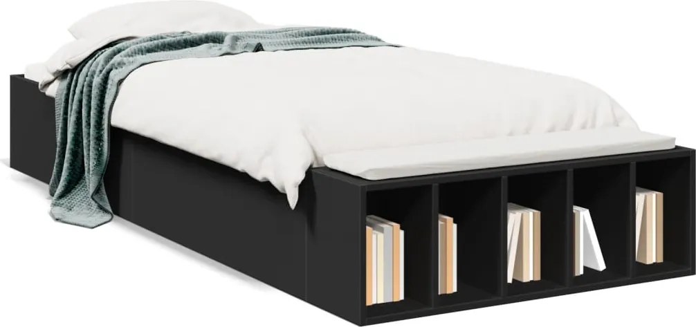 vidaXL fekete szerelt fa ágykeret 75 x 190 cm
