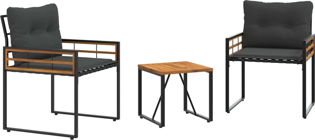 vidaXL Kültéri Bútor Szett párnával 3 pcs Tompa szürke