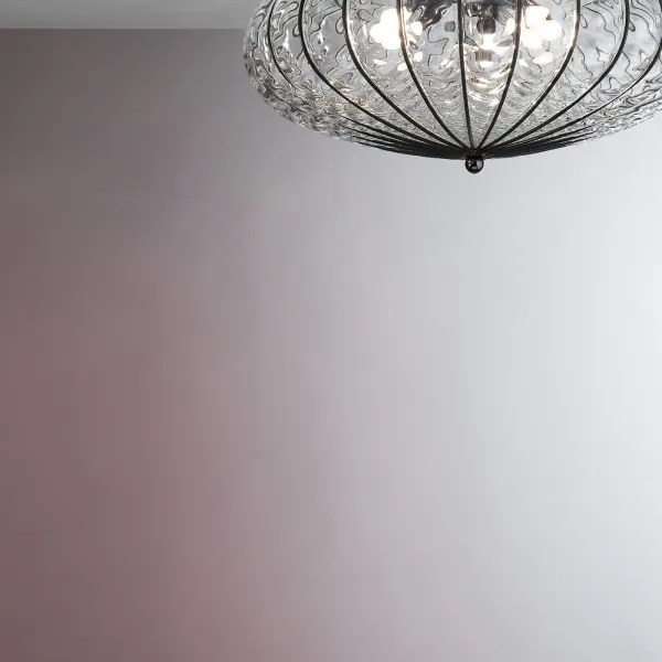 SIRU - Mennyezeti lámpa ACCADEMIA 3xE27/60W/230V átlátszó/fekete Velencei üveg