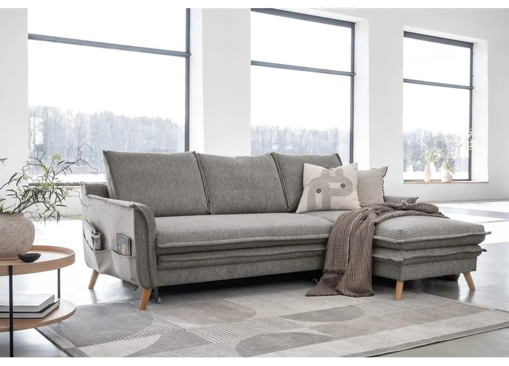 Szürke kinyitható sarokkanapé (jobb oldali) Charming Charlie – Miuform