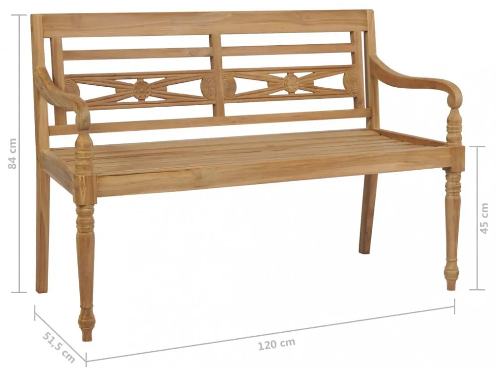 tömör tíkfa Batavia pad kék párnával 120 cm