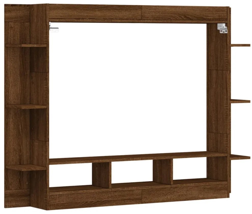 barna tölgyszínű szerelt fa TV-szekrény 152x22x113 cm