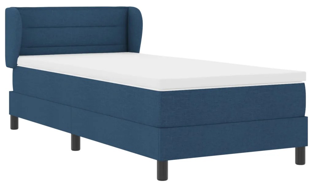 Boxspring Ágy Mattal Kék 90x190 cm Szövet