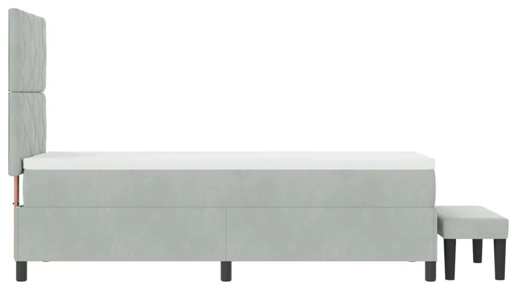 Box Spring Ágy Matraccal és Pad világosszürke 80x200 cm Bársony