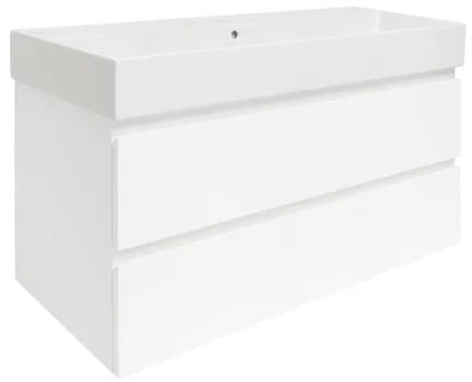 SAT B-Way Fürdőszobaszekrény mosdóval 99x50x45 cm fehér fényes BWAY2100WU2BI