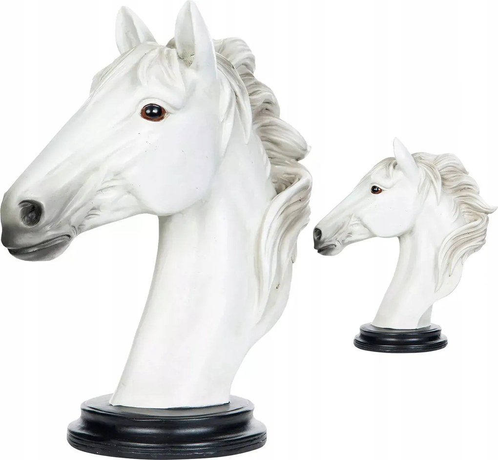 Ló Figura Lófej Fehér mellszobor nappali dekoráció 28cm