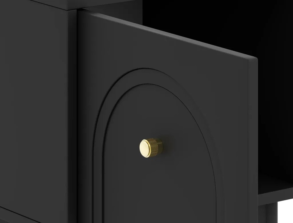 Éjjeliszekrény 1 ajtós fekete színben arany fogantyúval – MAZOMA