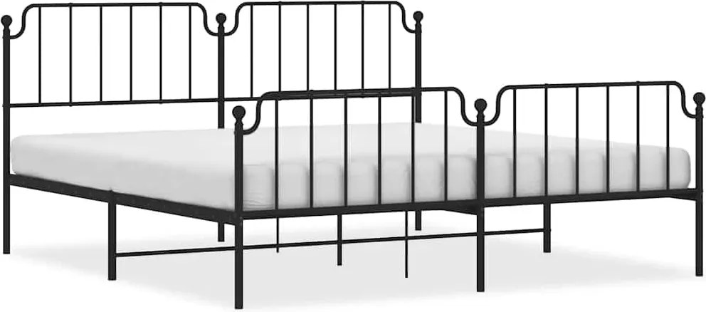 vidaXL fekete fém ágykeret fej- és lábtámlával 193 x 203 cm