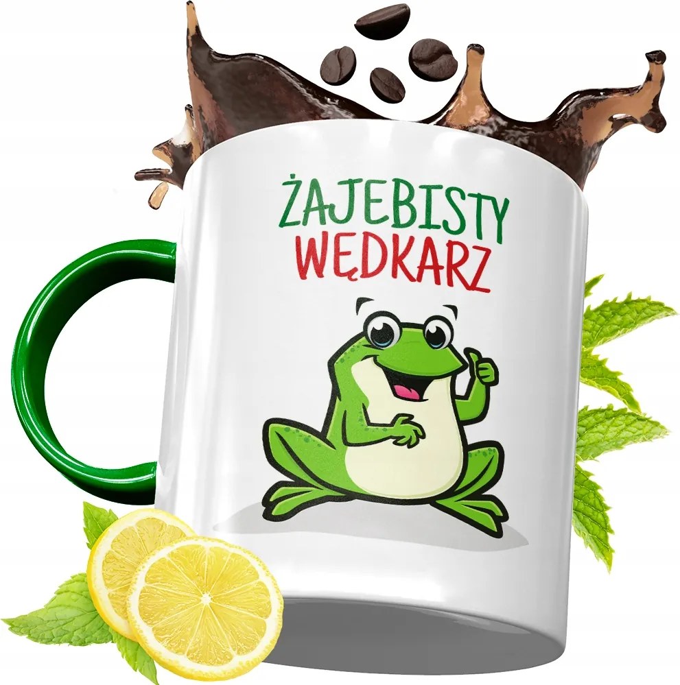 Zöld Bögre Horgászoknak Ajándékba, fényképes nyomattal