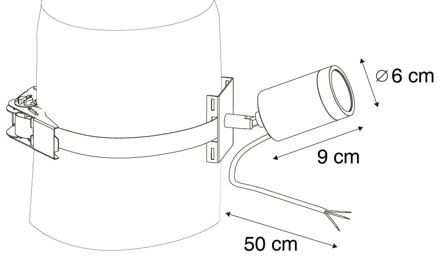 Fekete kültéri spotlámpa fához GU10 50mm forgatható és dönthető IP65 - Solo