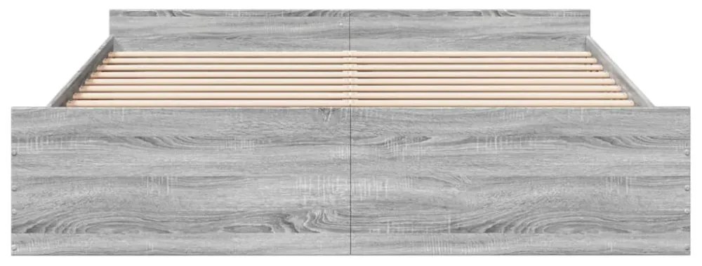 sonoma tölgyszínű szerelt fa ágykeret fiókokkal 200 x 200 cm