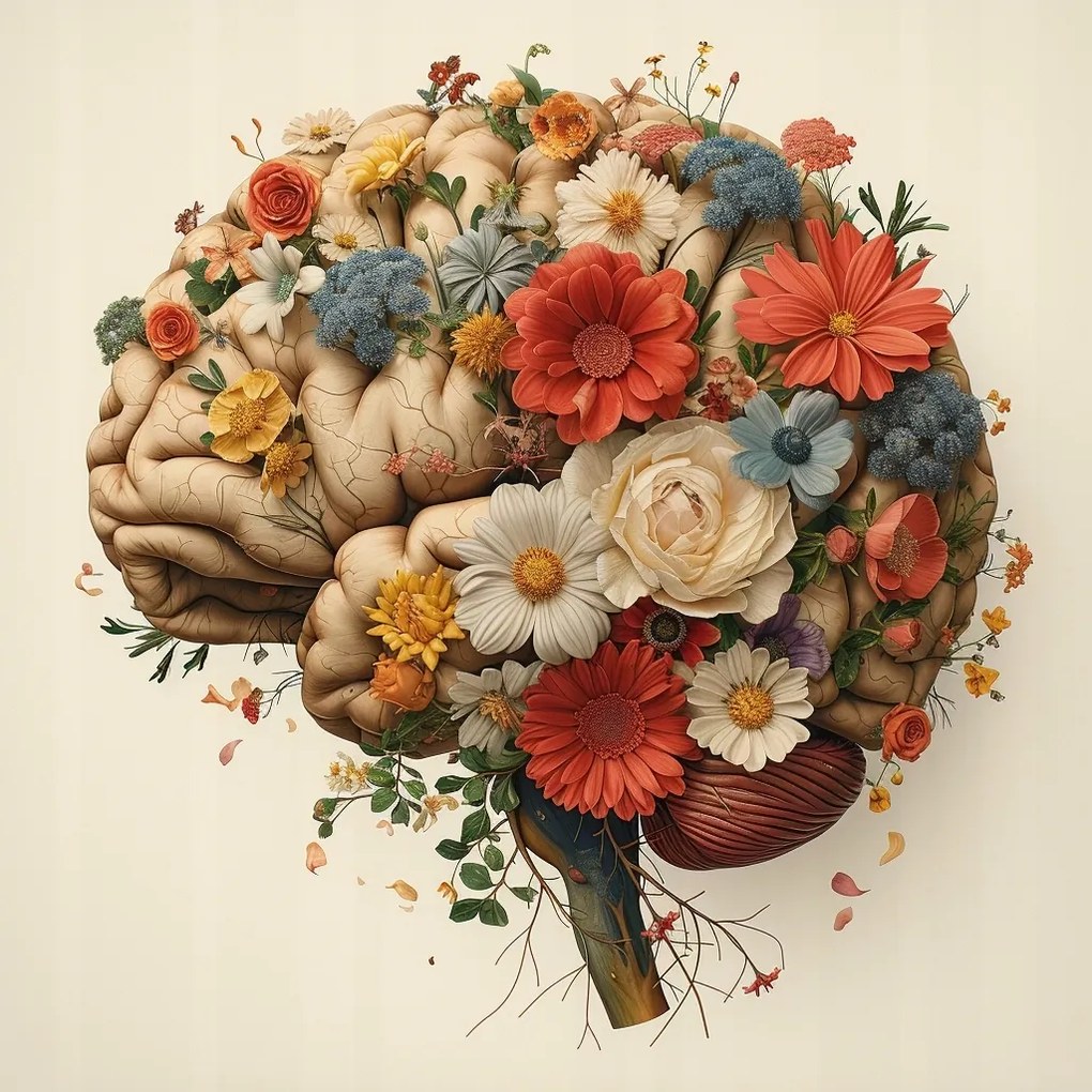 Vászonkép Canvas Agy Értelem Színes Virágok Grafika 80x80