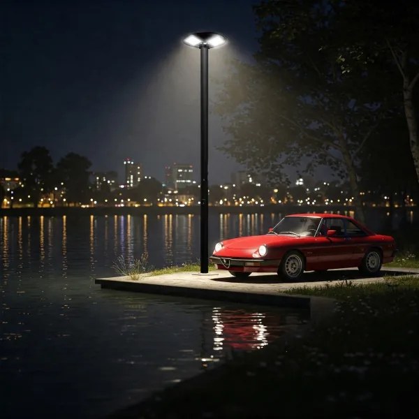 LED napelemes utcai lámpa érzékelővel, 15W/6V, 6500K, IP65, fekete + távirányító