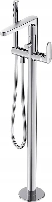 Kádtöltő csaptelep Inverto padlócsatlakozóval, króm fekete fogantyú (S95)